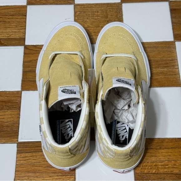 Vans Sk8-Hi Pro‎ Checkerboard Pale Banana Suede Sneakers Size 11.5 Men - Picture 6 of 9
